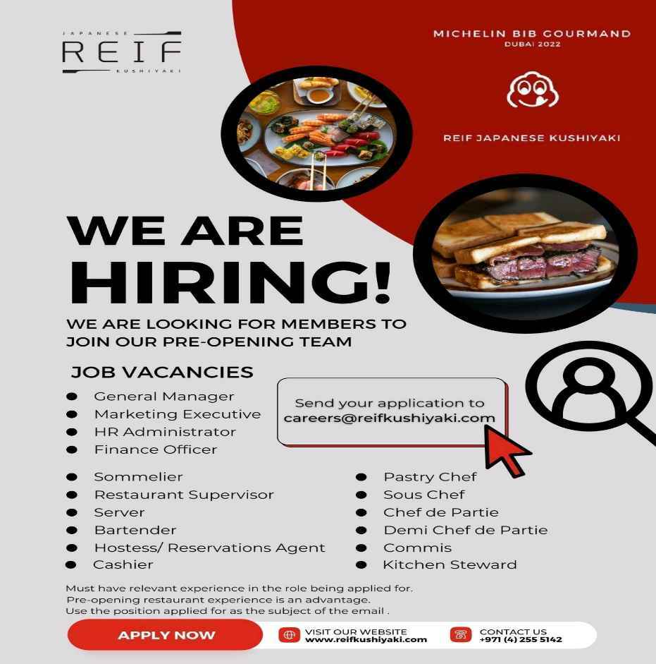 Career Opportunities at Reif Japanese Kushiyaki Dubai 2 Reif Japanese Kushiyaki