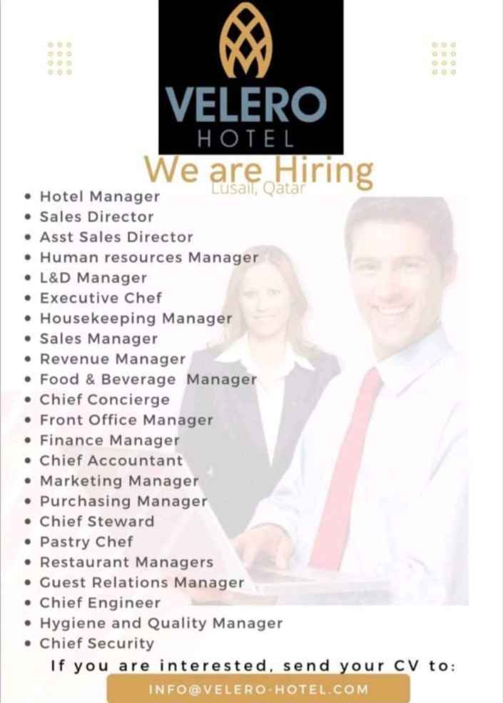 Velero Hotel Lusail Qatar Career Opportunities 2 Velero Hotel Lusail Qatar