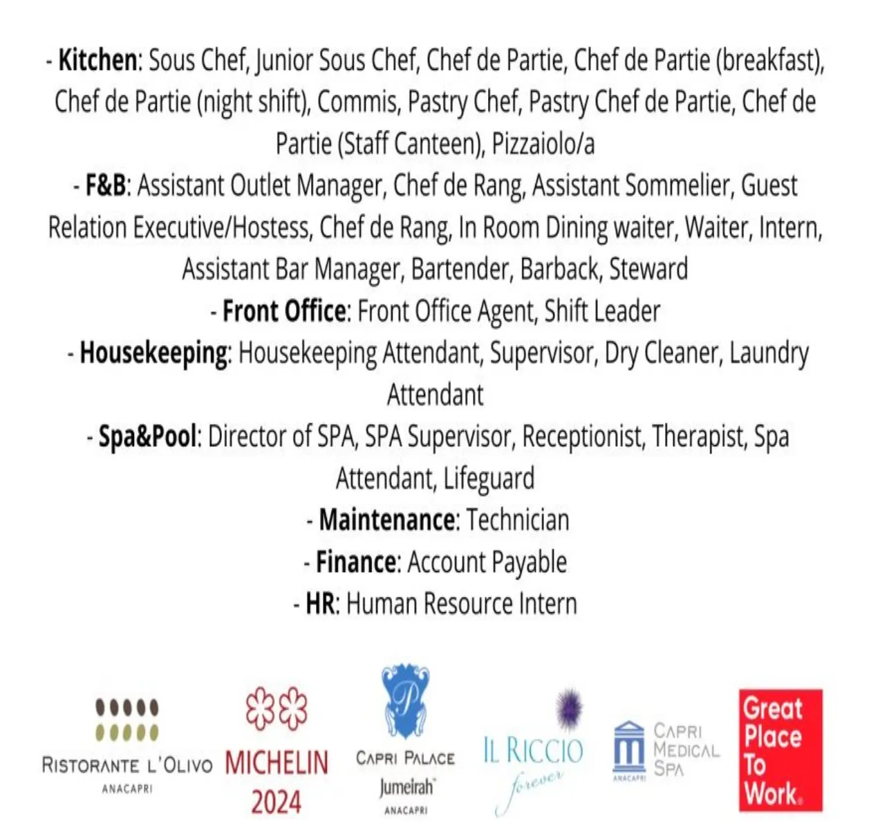 Capri Palace Jumeirah Career Opportunities 2024 1 Capri Palace Jumeirah