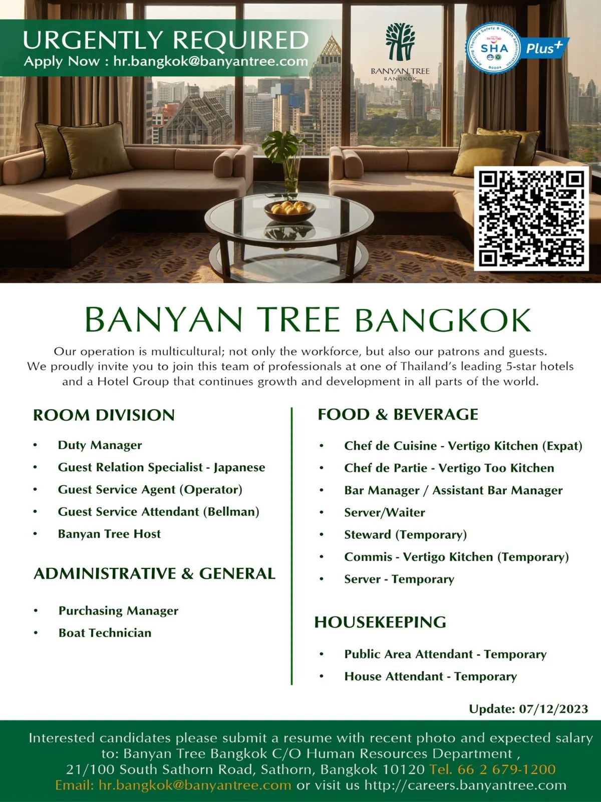 Job Openings at Banyan Tree Bangkok: Elevate Your Career Skywards 1 Job Openings at Banyan Tree Bangkok
