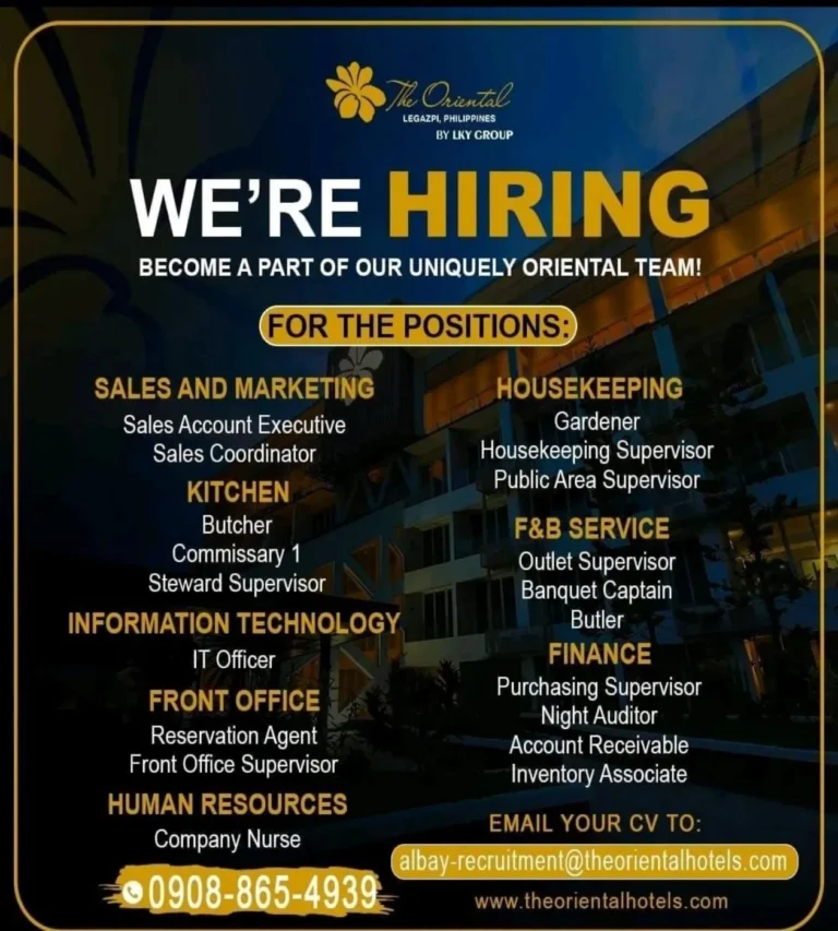 The Oriental Legazpi Careers