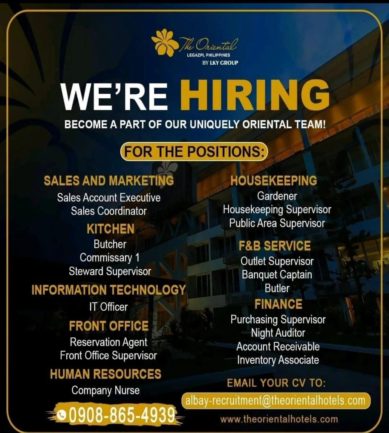 The Oriental Legazpi Careers