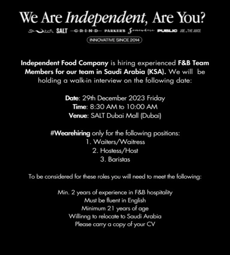 Walk in Interview Dubai