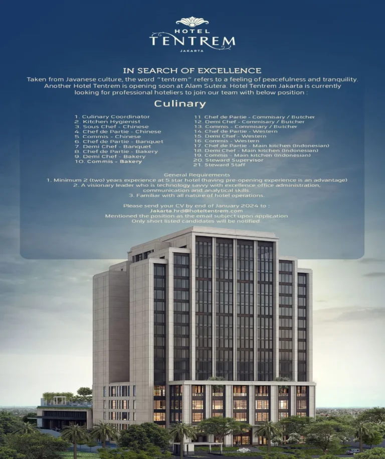 Hotel Tentrem Jakarta Vacancies