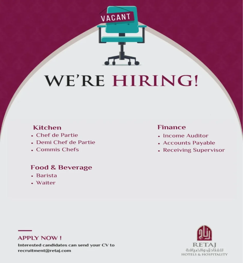 Job Openings at Retaj Hotels and Hospitality Qatar