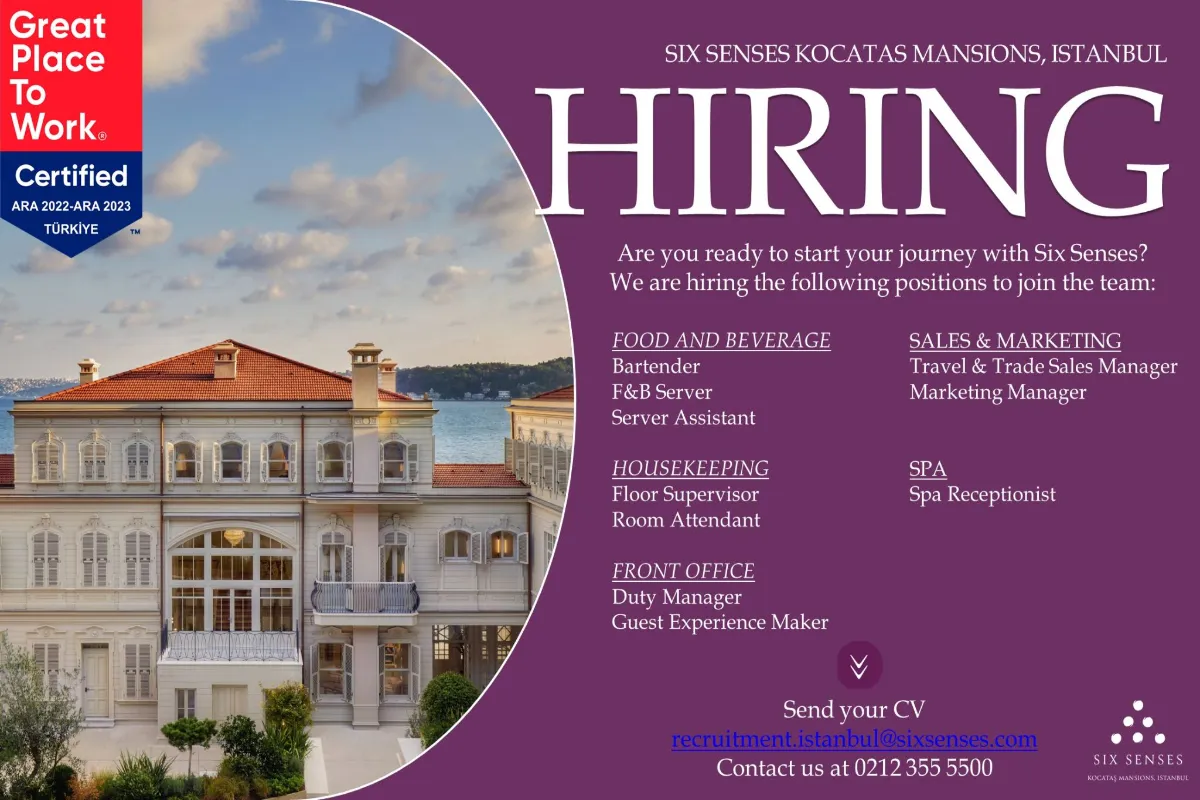 Job Openings at Six Senses Kocatas Mansions Istanbul 1 Six Senses Kocatas Mansions Istanbul