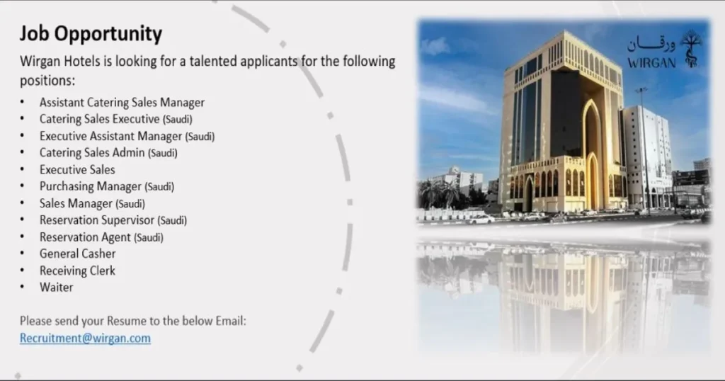 Job Openings at Wirgan Hotels Makkah