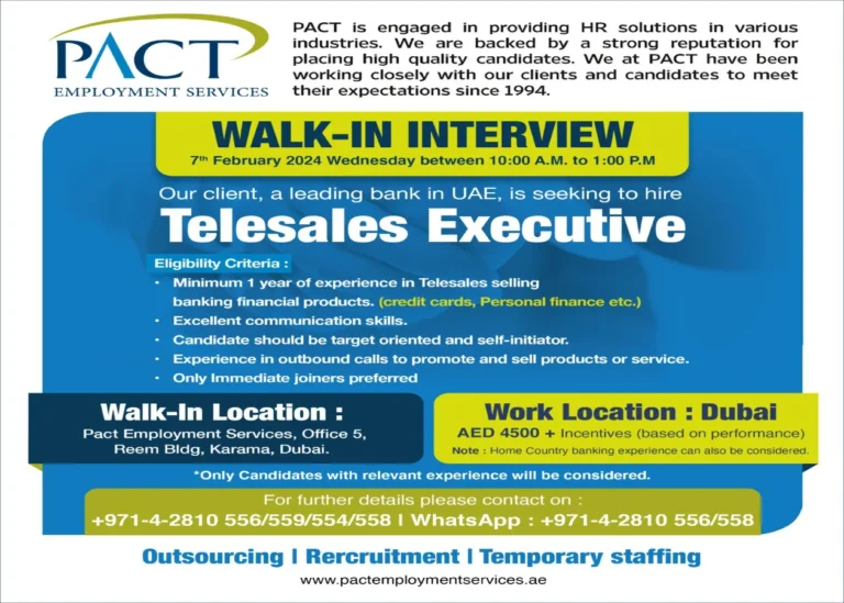 Walk in Interview in Dubai
