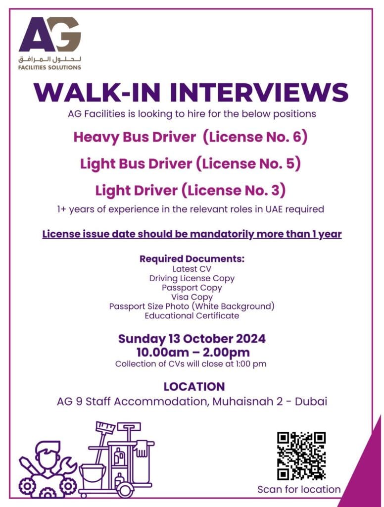 AG Facilities Solutions Dubai Walk In Interview 2 AG Facilities Solutions Dubai Walk In Interview