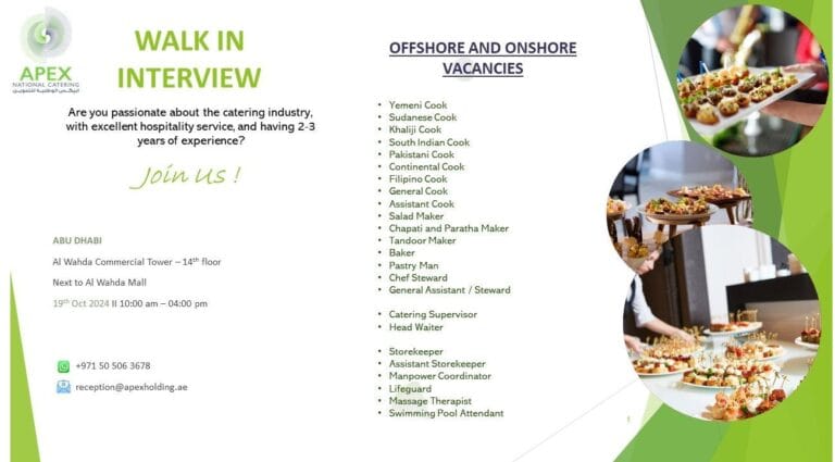 APEX National Catering Walk in Interview