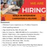 Walk In Interview for Carpenters and Helpers