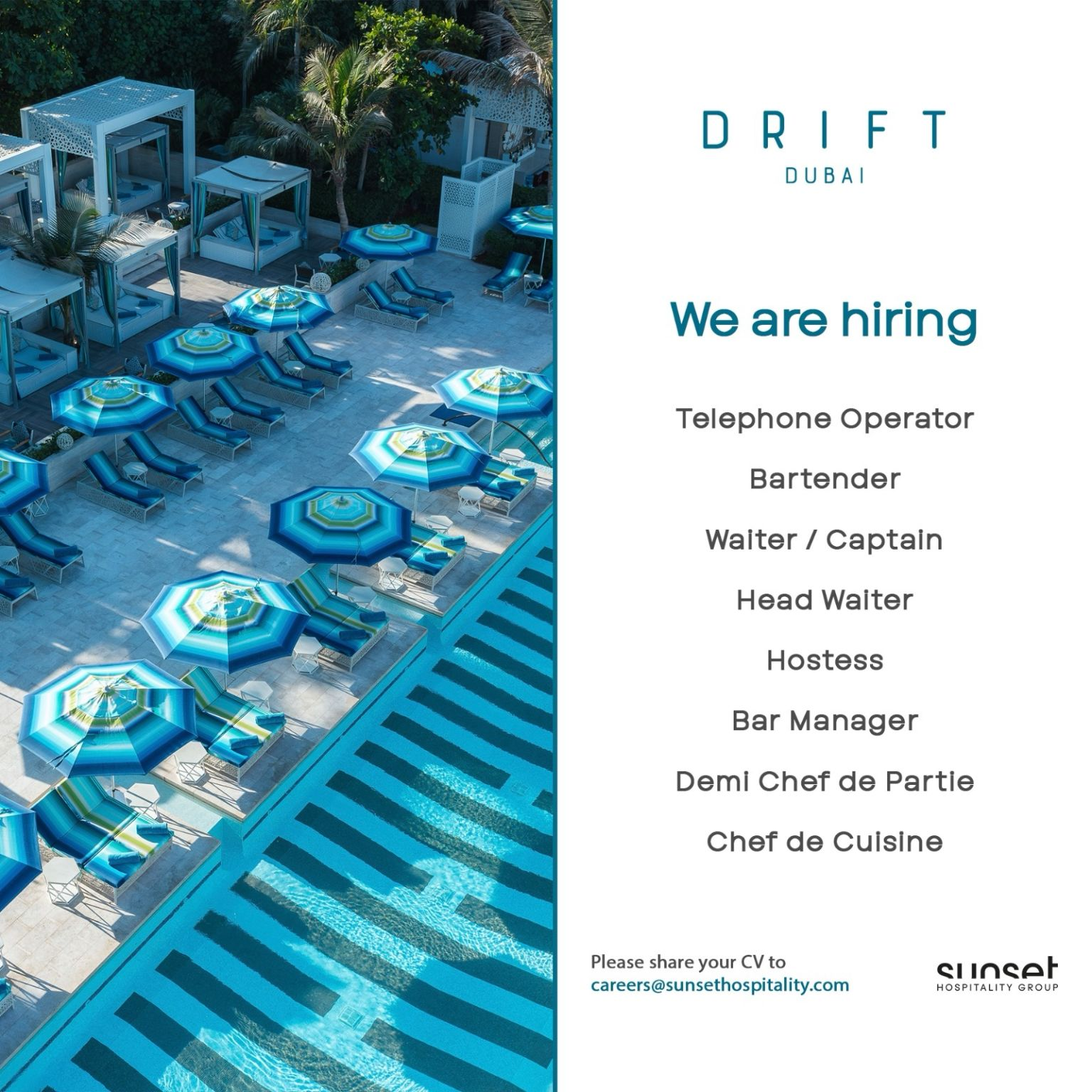 Drift Dubai is hiring – Job openings at Sunset Hospitality Group