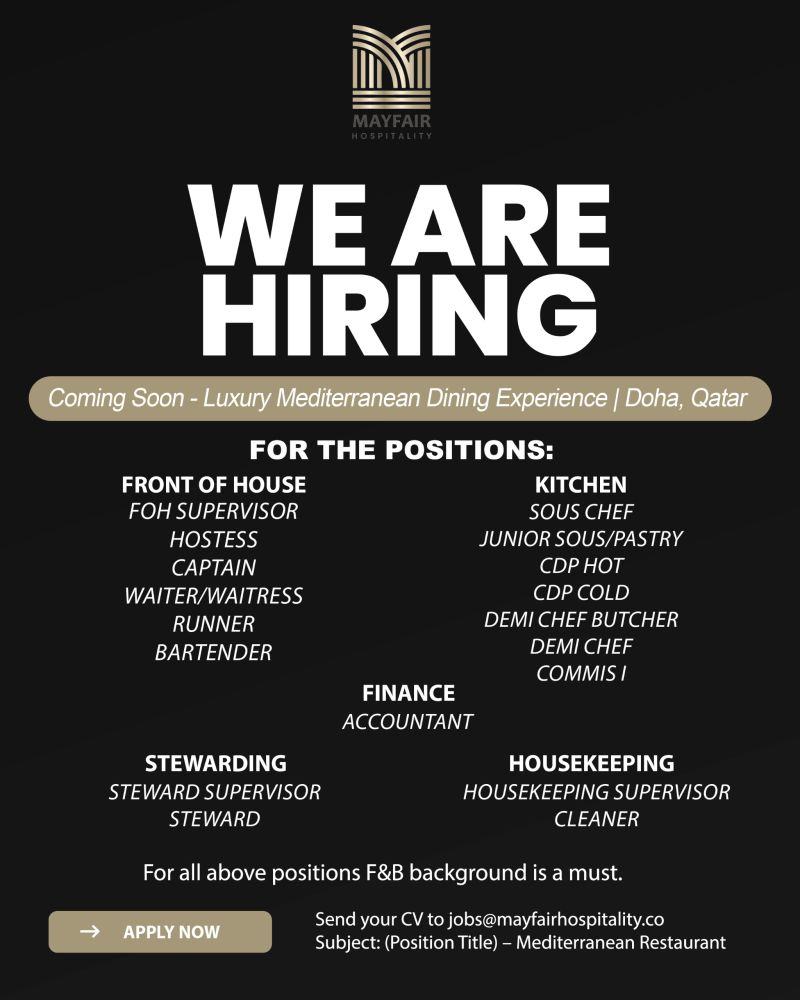 Mayfair Hospitality doha careers