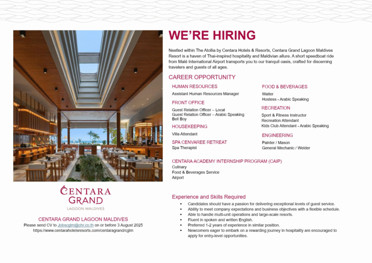 Centara Grand Lagoon Maldives Jobs
