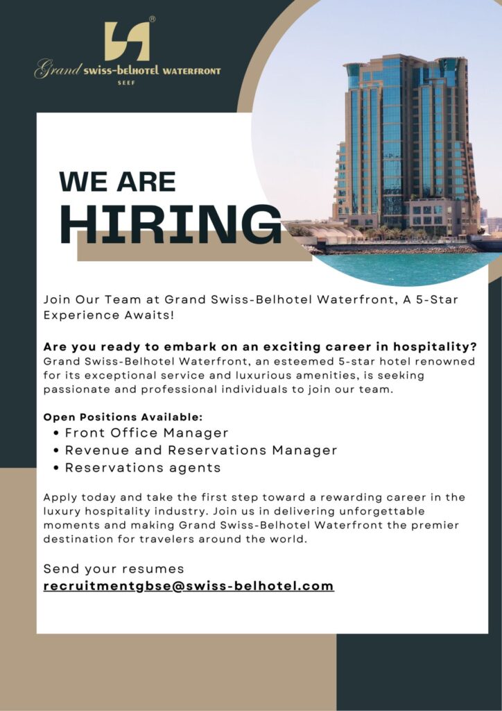 Job Openings at The Grand Swiss Belhotel Waterfront Bahrain 2 Grand Swiss Belhotel Waterfront jobs Bahrain