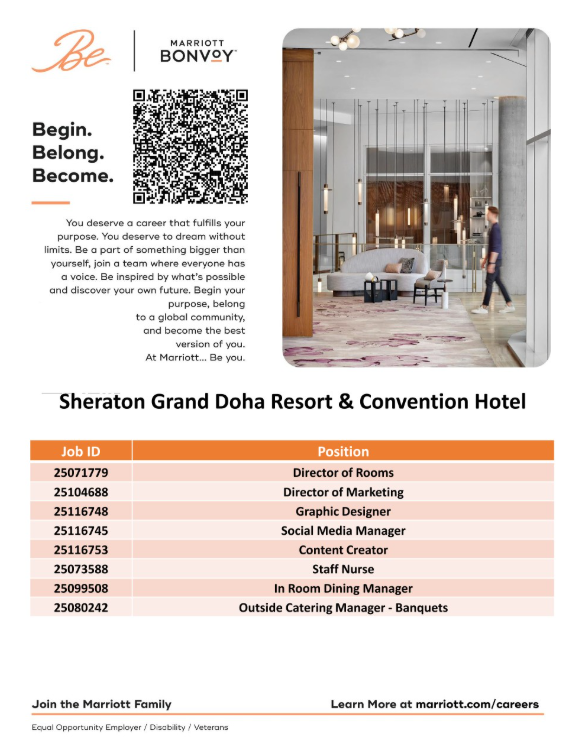 Hotel Jobs in Doha | Sheraton Grand Doha Resort & Convention Hotel Careers 2025 Hotel Jobs in Doha | Sheraton Grand Doha Resort & Convention Hotel Careers 2025