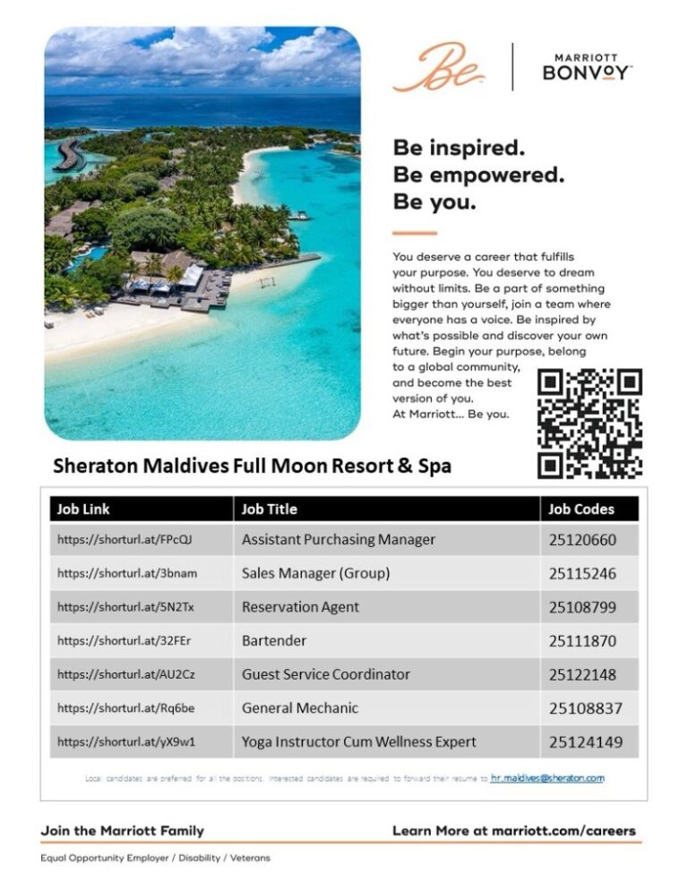 Sheraton Maldives Careers 2025 | Latest Job Openings Apply Now